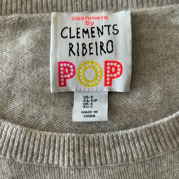 Clements Ribeiro Light Gray with Baby pink Stripes Cashmere Sweater Sz S - Picture 3 of 8